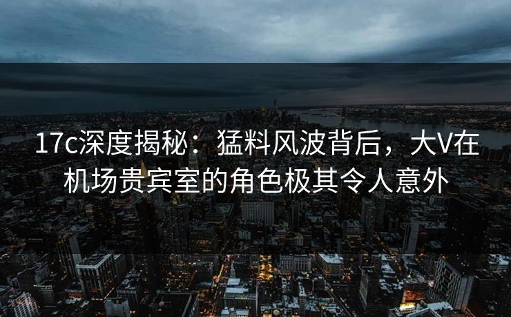 17c深度揭秘：猛料风波背后，大V在机场贵宾室的角色极其令人意外