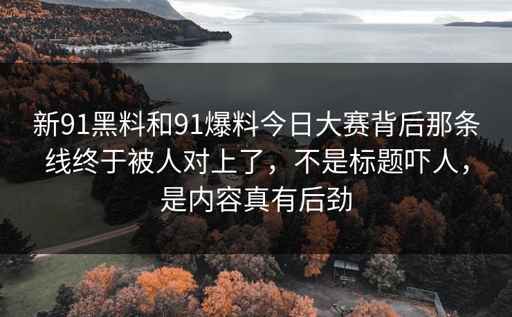 新91黑料和91爆料今日大赛背后那条线终于被人对上了,不是标题吓人,是内容真有后劲 新91黑料和91爆料今日大赛背后那条线终于被人对上了,不是标题吓人,是内容真有后劲